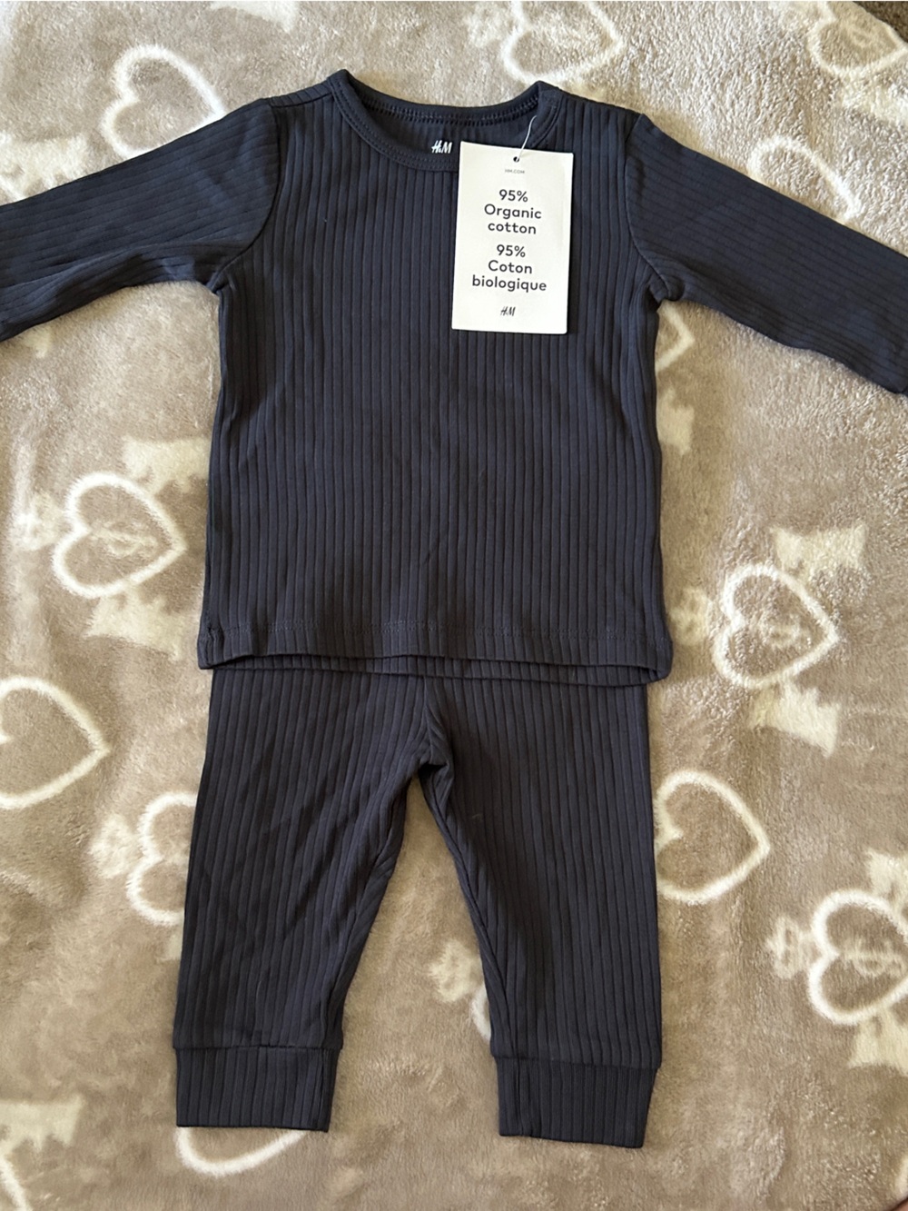 H&M Ribbed Long-Sleeve One-Piece Bodysuit - Black